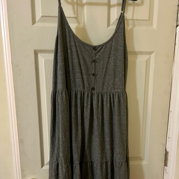 VINTAGE GRAY TIERED SLEEVELESS BABYDOLL DRESS 90S NOSTALGIA GRUNGE - Picture 1 of 8